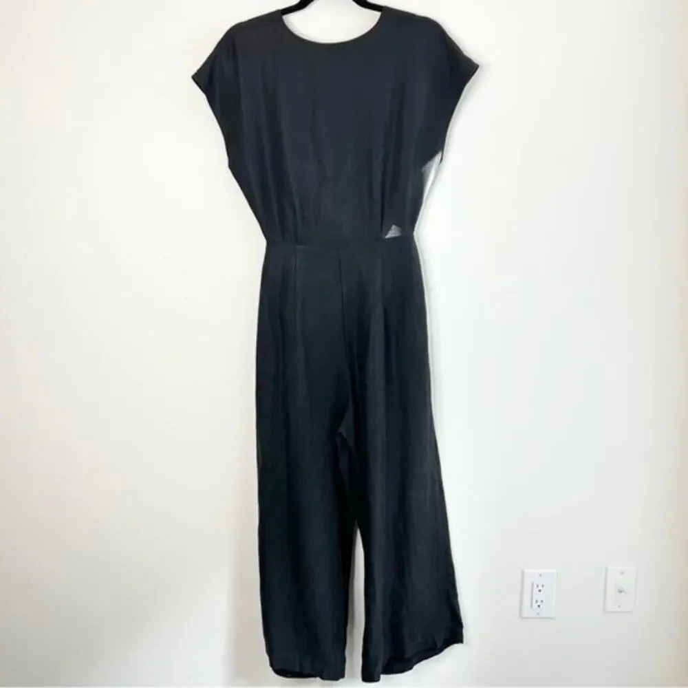 Aritzia Wilfred Brax Linen Blend Cut Out Jumpsuit Women's 2 Black Wide Leg